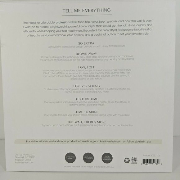 KRISTIN ESS Iconic Style Professional Blow Dryer - Picture 2 of 3